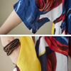 Simple Literary Rustic Style Small Fresh Summer New Loose Thin Abstract Print Short-sleeved Dress Female