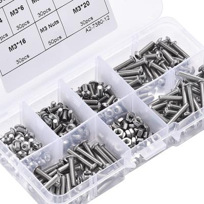 230pcs M3 with Hexagon Nut Foreign Trade Stainless Steel 304 Pan Head Hexagon