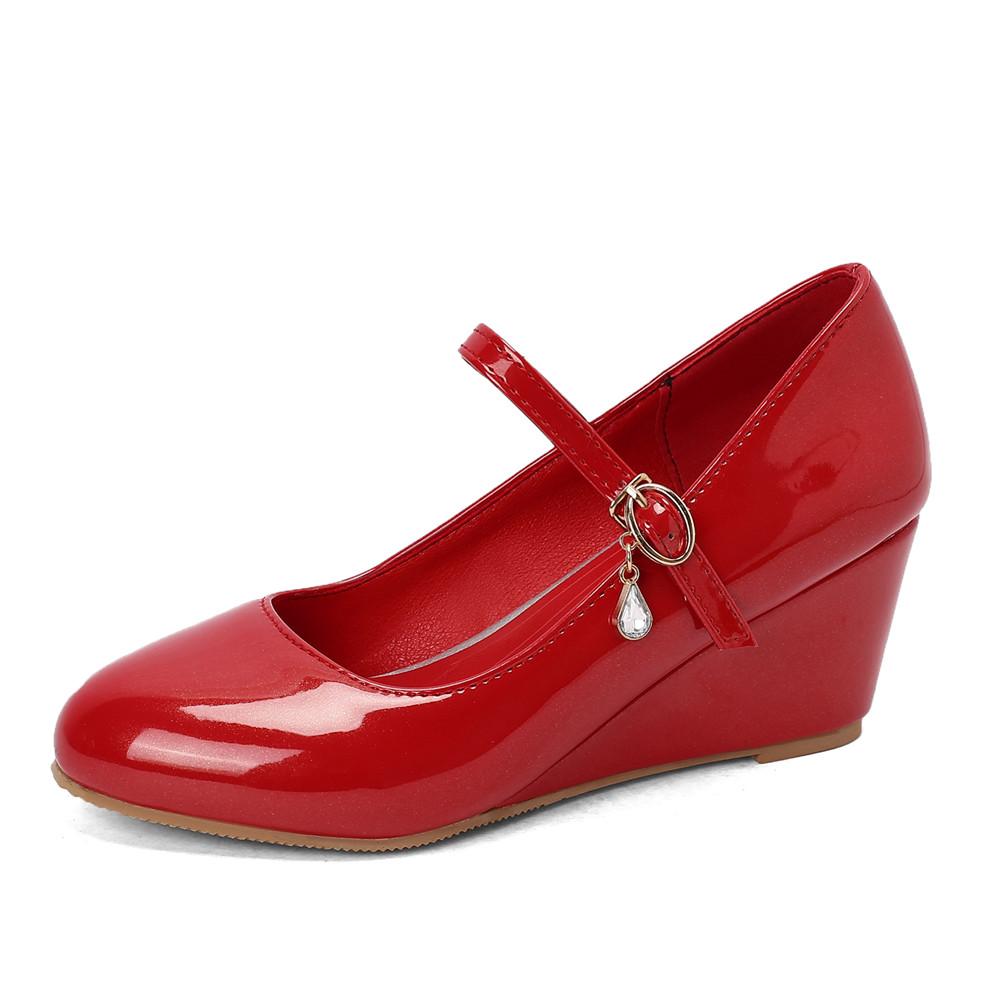 Fashion 2025 Spring Ankle Strap Buckle Wedges Women Shoes Height Heels Office Party Wedding Shoe Casual Women Pumps Zapatos Mujer