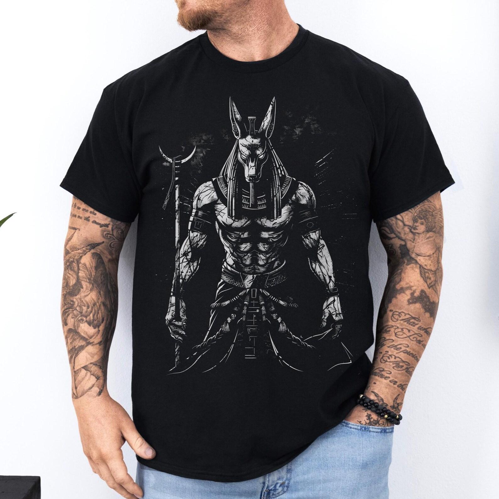Anubis Egyptian God Shirt: Occult Pagan T-Shirt | Dark Mythology Unisex Tee | Kemetic Spiritual Art S