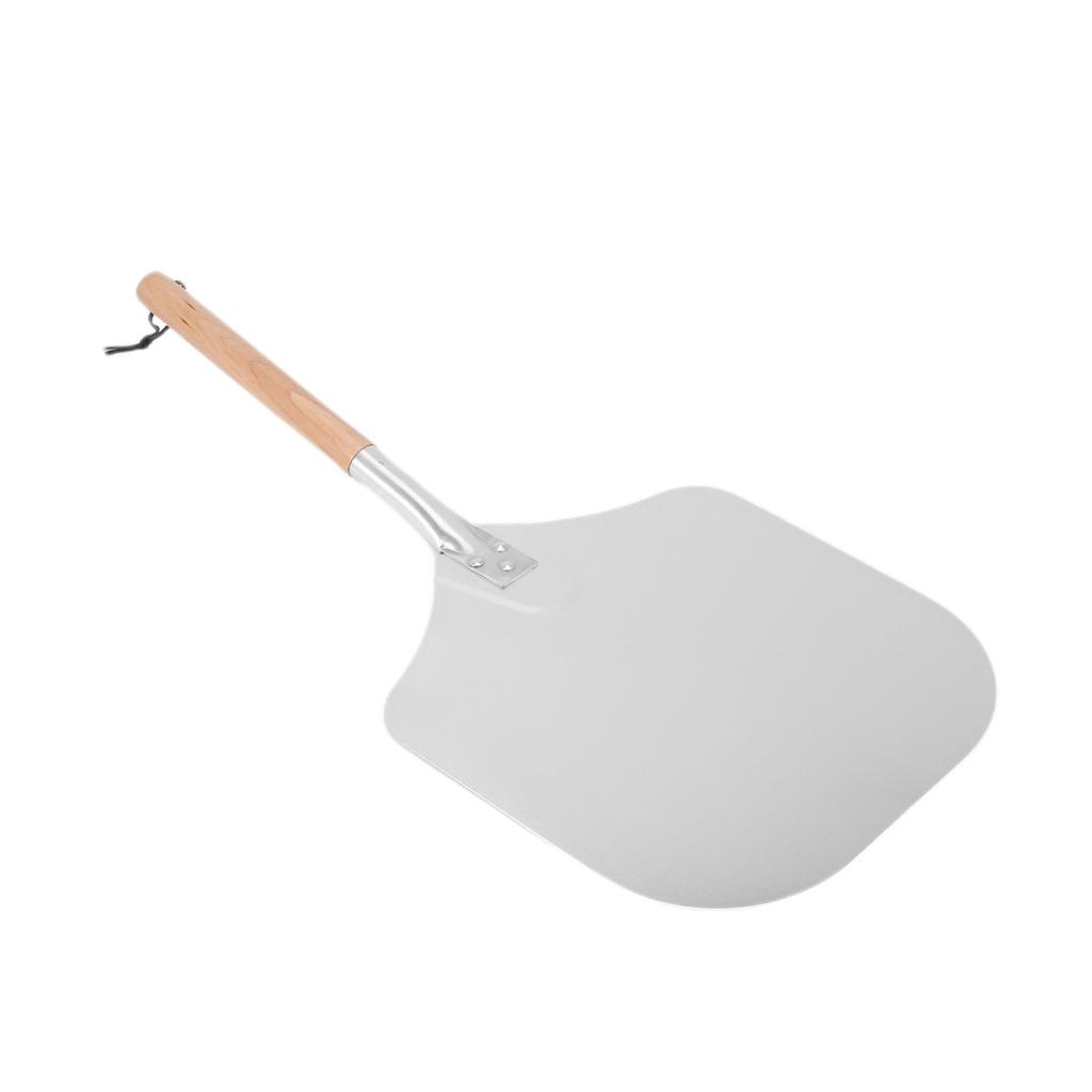 ABGG-Square Pizza Peel Aluminum Pizza Pusher With Wooden Handle Bread Pusher The Pizza Base - Pizza Lifter Bread Pusher 1