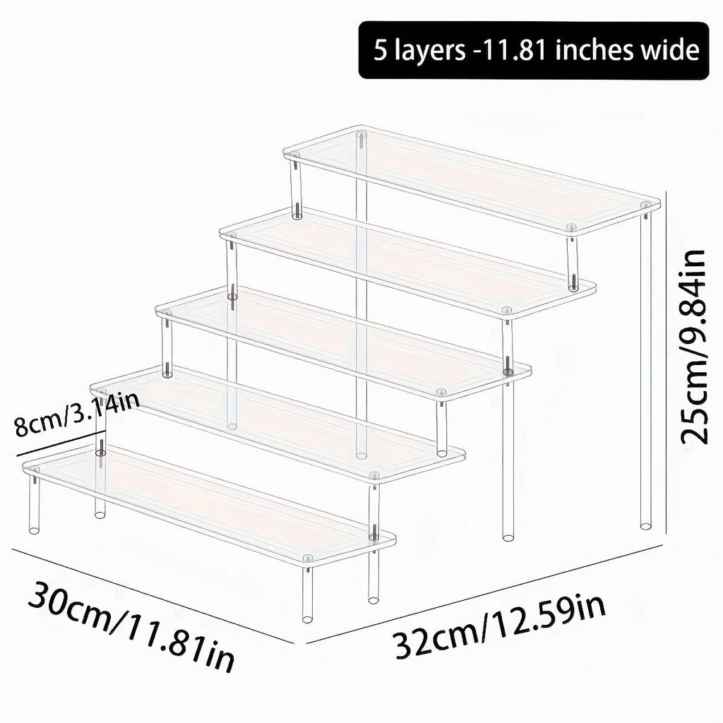1pc,Multilayer acrylic transparent display rack, desk storage rack, suitable for cosmetics, perfume, dolls, nail polish shelf