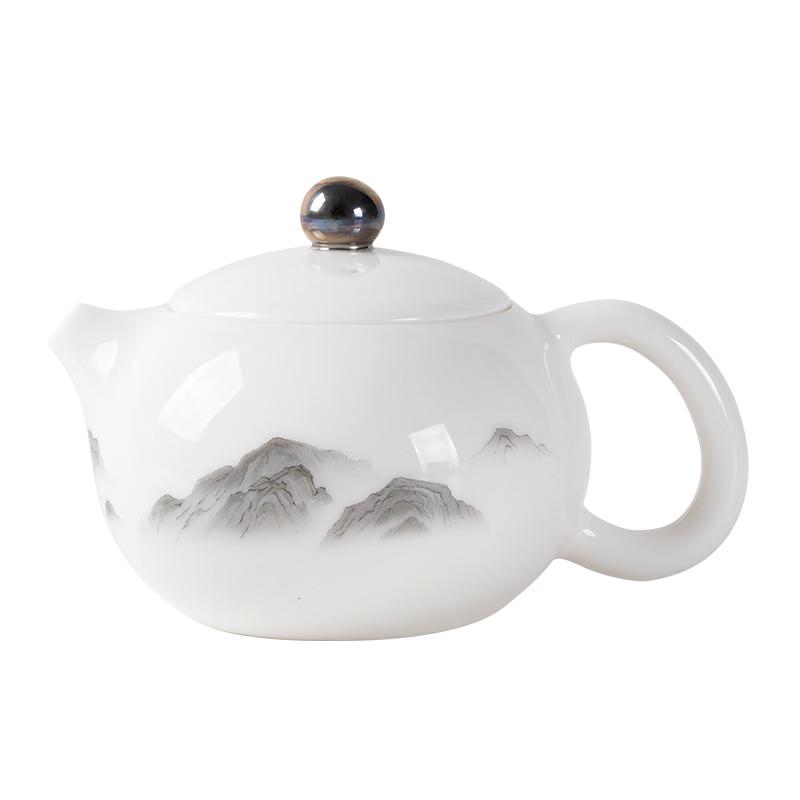 Gold Inlaid Jade Porcelain Xishi Teapot