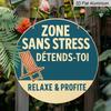 2D Flat, 1pc Suitable for Decorating Stress-Free Zone Sign - 7.87" Vintage Round Aluminum Wall Plaque with "Relax and Enjoy Life" Quote
