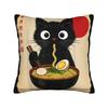 Cat Ramen Anime Kawaii Cat Pillow Case  Square Pillow Cover For Chair Sofa Home Decor Kawaii Pillowcases