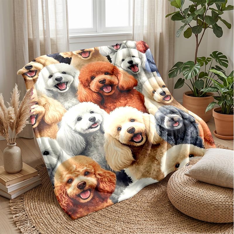 Collection of Dog Faces blanket Personalized Name Flannel Blanket Soft Cozy Plush Throw for Sofa Bed Lightweight Home Decor