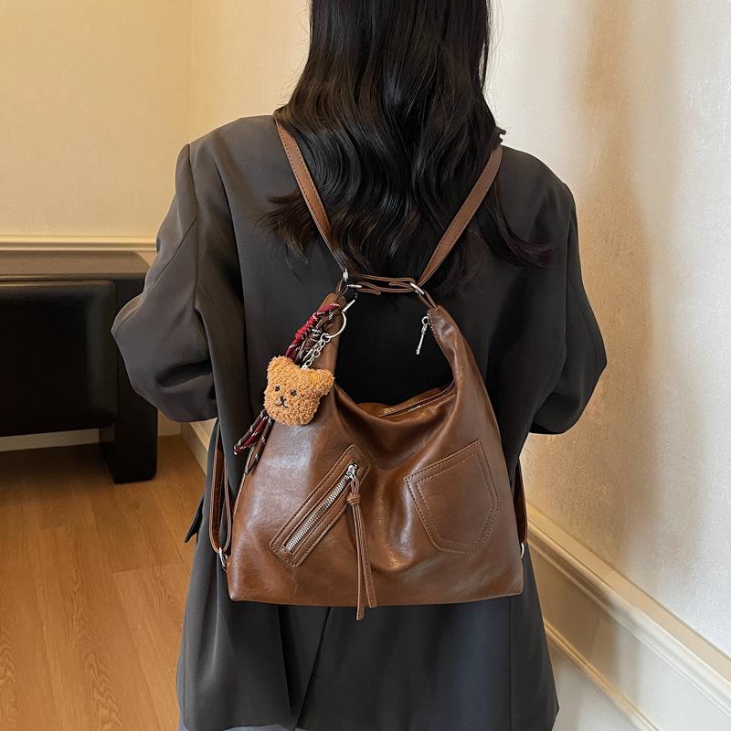 Vintage Commuter Tote Bag Women's Large Capacity 2025 New Casual One Shoulder Crossbody Multifunctional Fashion Backpack