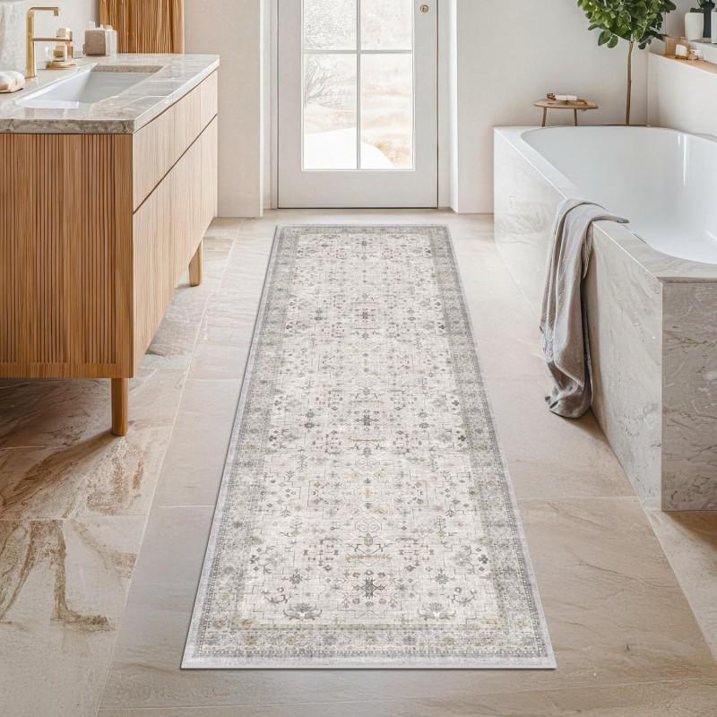 Persian Style Washable Hallway Runner Rug Entryway Corridor Anti-Slip Durable Crystal Velvet Floor Mat