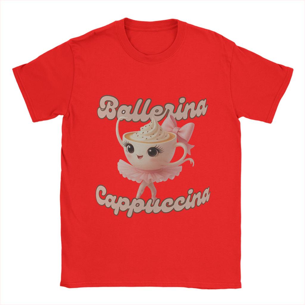 Ballerina Cappuccina T Shirt For Men Summer Funny Coffee Meme Streetwear T-Shirts Comfortable Tees Plus Size Design Tops