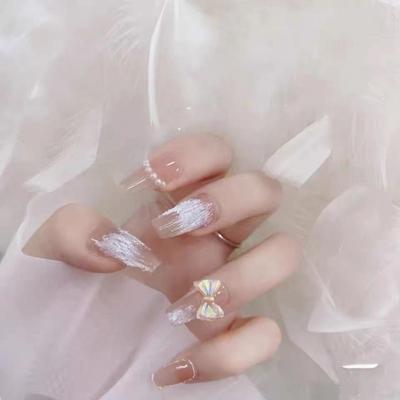 HANDMADE Artificial Nail Ins Style Nude Color Mid-length High-end Irregular Contrast Color Phototherapy Nails Reusable and Removable Nails