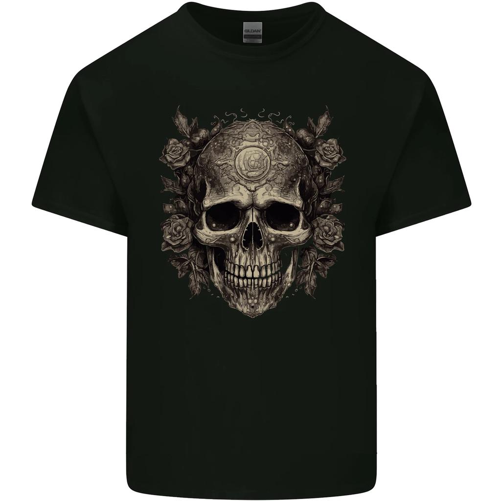 A Gothic Skull With Roses Kids T-Shirt Childrens