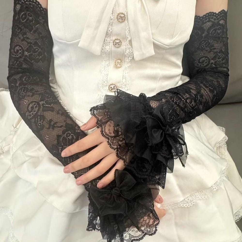 Lolita Sun Protection Sleeve Elastic Sunscreen Arm Sleeve Sweet Long Sleeved Arm Cover Driving