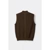 Customellow Loose Fit Turtleneck Knit Zip Vest Brown Cwwaw25901brd