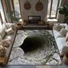 Optical Illusion Well Rug, Deep Pit Design Carpet for Lounge, Plush Non-Slip Mat with Realistic 3D Effect