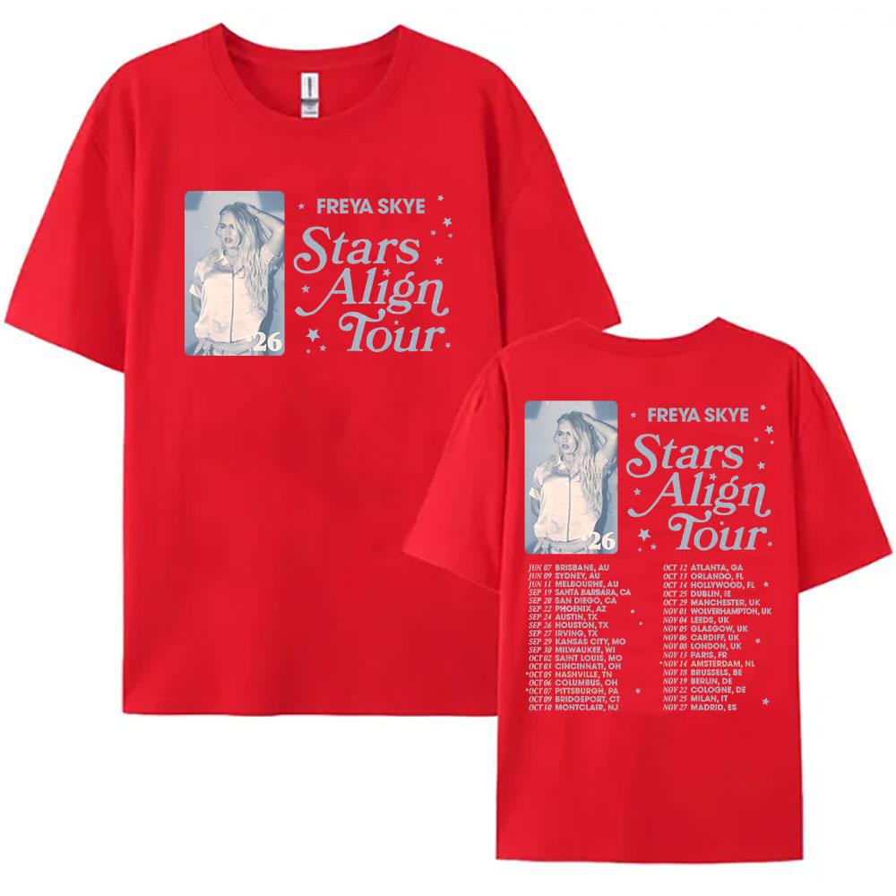 

Freya Skye Stars Align Tour 2026 Tshirt Cotton Short Sleeve Loose Women Tees Singer Fashion Design Graphic Tshirts Print Merch S