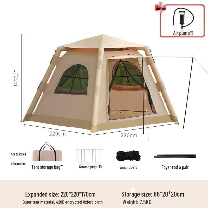 Portable Rainproof 3-5 Person Inflatable Tent - Fully Automatic Outdoor Camping Gear