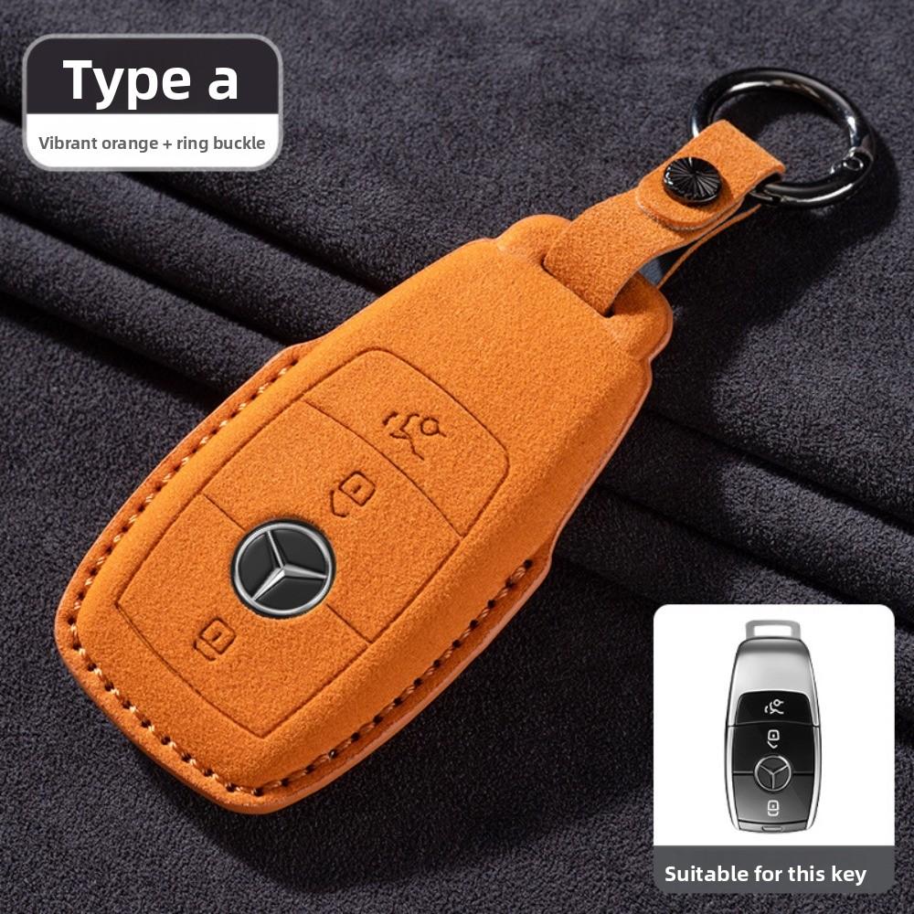 For Mercedes E300L Key Cover GLC260 Leather Case for Men E260L Car Accessories Suede Flip