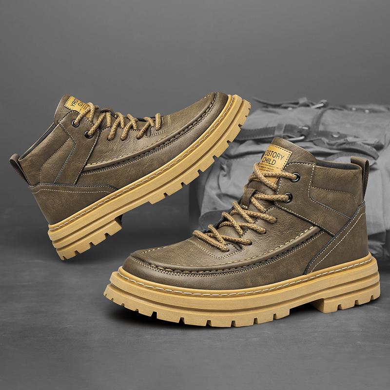 Men High Top Men's Fashionable Elevator Boots with Taller Heel Lift Insole 7cm Plus Size 37-48