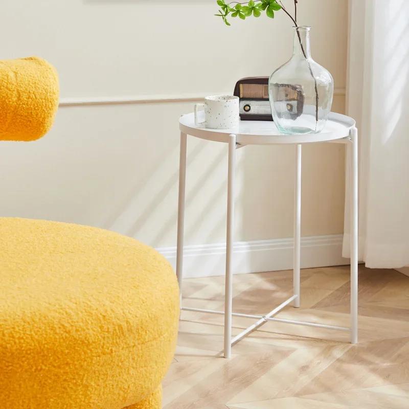 Iron Folding Side Table - Removable Tray for Living Room, Balcony & Tea Time - Dropshipping