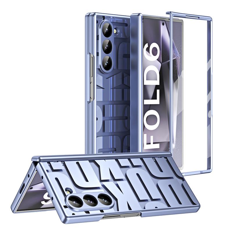 For Samsung Galaxy Z Fold 8Ultra 7 6 5 4 3 5G Electroplating Transparent Hinge Phone Case Screen Protect Film Shockproof Cover