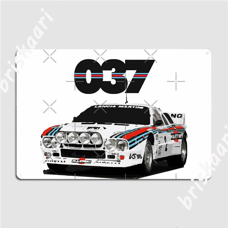 Lancia Rally 037 Race Car Poster Metal Plaque Wall Decor Bar Cave Custom Club Home Tin Sign Poster
