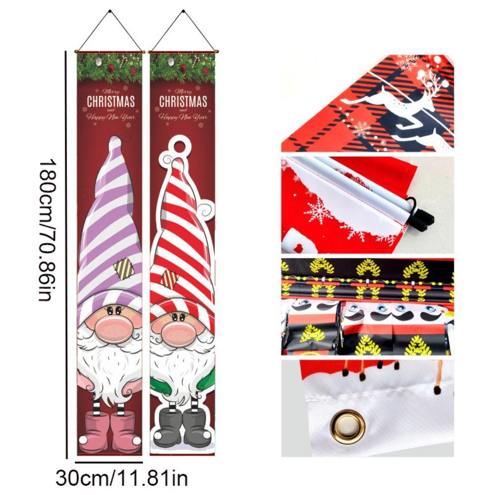 Foldable Christmas Porch Door Banner Polyester Santa Claus Hanging Couplet  Spring Festival