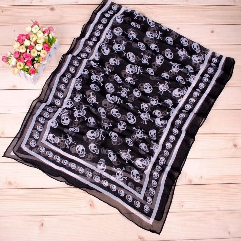 1PC Skull Fashion Women's Ladies Soft Scarves Long Wraps Shawl Beach Scarf