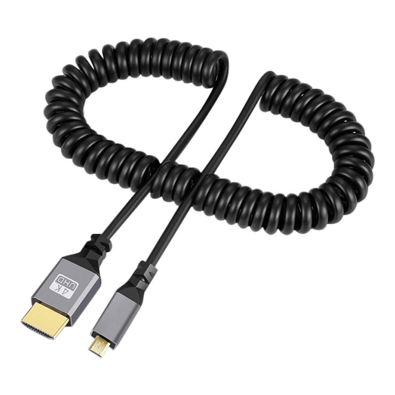 

0.5-2.4m 4K Micro HDMI to HDMI Coiled Extension Cable OD4.0 HDMI Flexible Spiral Cord As Shown A