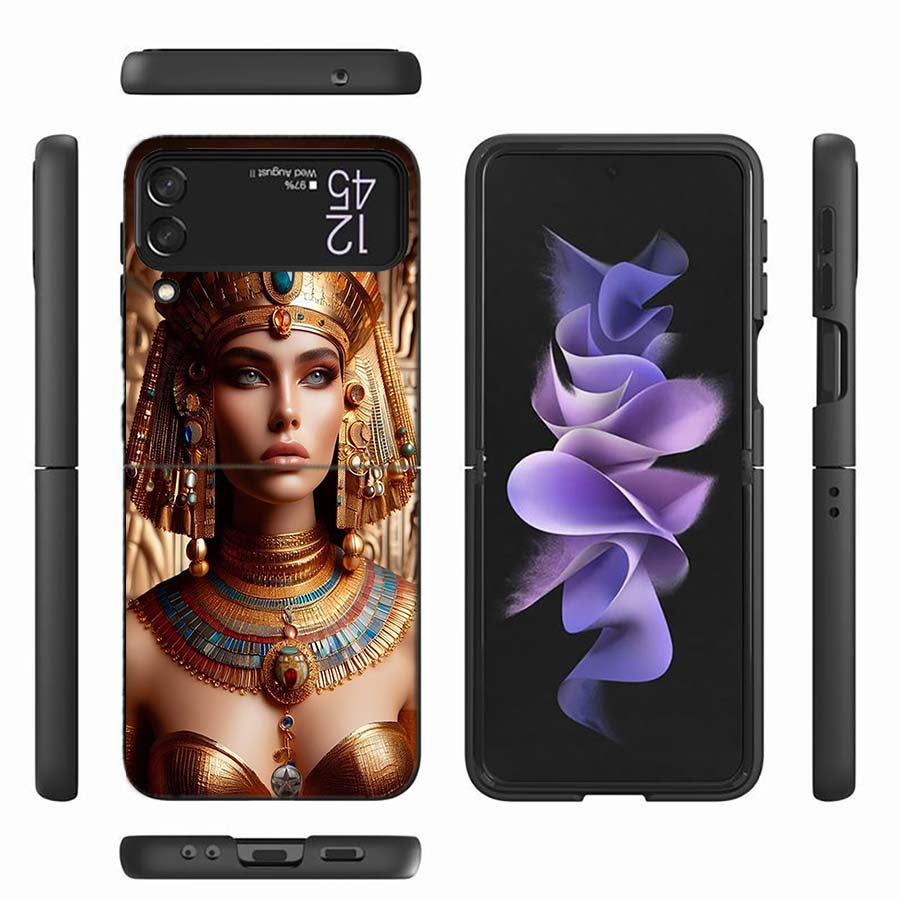 

Egyptian Queen Pharaoh Phone Case For Samsung Z Flip 6 7 5G Z Flip 5 Galaxy Z Flip 3 4 5G ZFlip Shockproof Hard Cover TPU PC Coq Galaxy Z Flip 7 5G