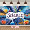 Banner de Educación STEM 2D para Aula de Ciencias con Símbolos Químicos