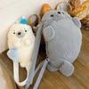 Cute Seal Shoulder Pouch Soft Adjustable Straps Cartoon Seal Handbag Lightweight PP Cotton Furry Animal Chest Bag Girls
