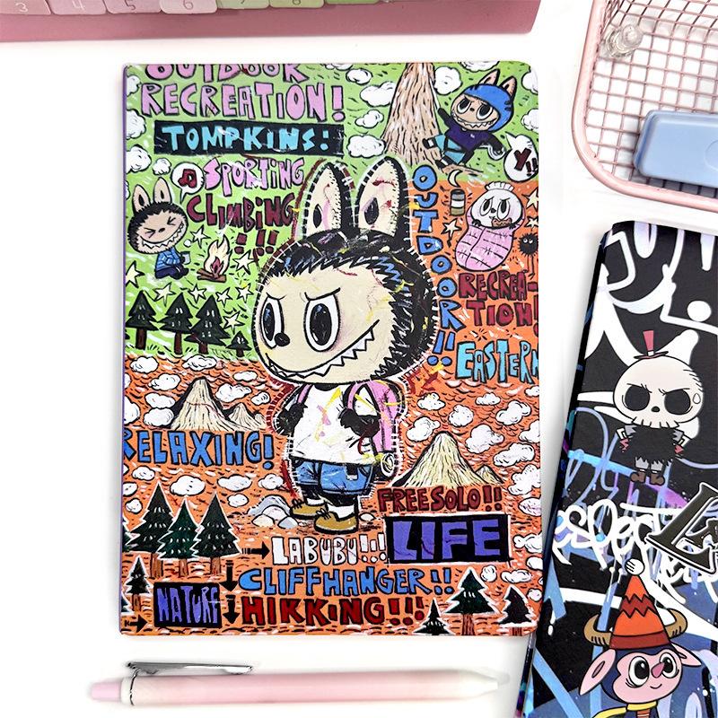 Graffiti A5 Color Page Hard Shell Notebook Cute Cartoon Handbook Student Notes