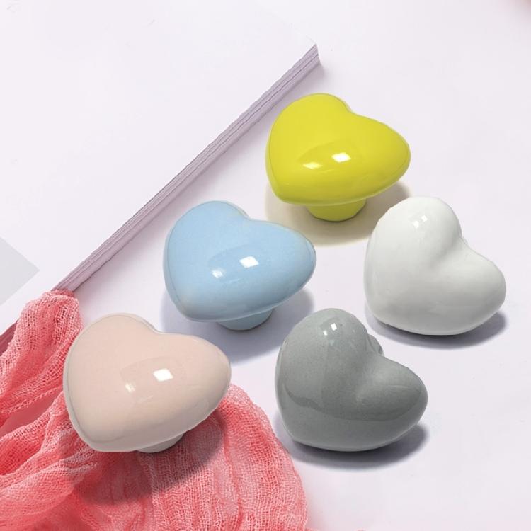 3pcs Charming Ceramic Heart Cupboard Pulls Kids Friendly Easy To Install Decorative Drawer Handles for Nursery & Home