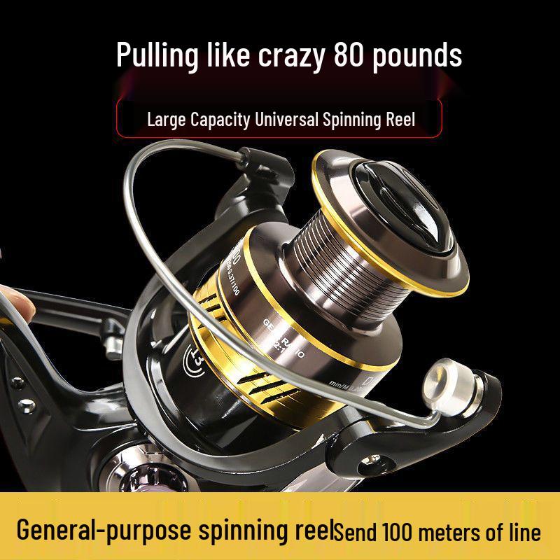 Úhlový naviják s dlouhým náhozem, celokovová cívka, tyč cívky, model 9000-12000