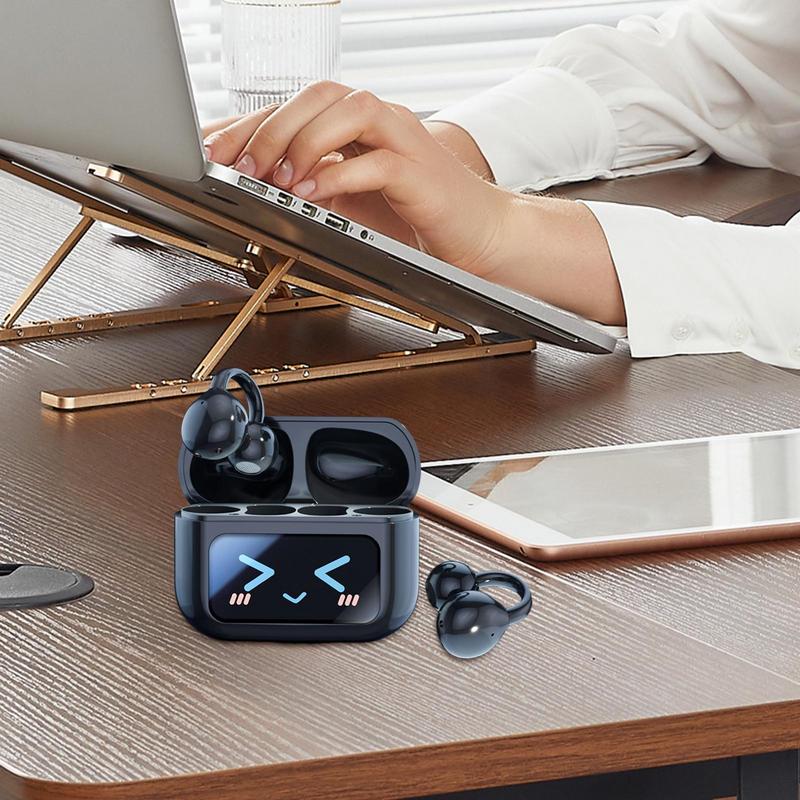 Ohrhörer mit Bildschirm Kabellose Smart Clip-On Ohrhörer KI-Übersetzung Geräuschunterdrückende Ohrhörer Wasserdichte Sport-Ohrstöpsel für das Fitnessstudio