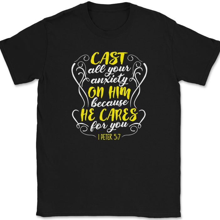 

Cast All Your Anxiety On Him T-Shirt Christian Worship Praise Jesus Bible Tee XL