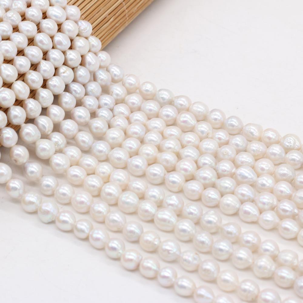1String, Round Baroque Pearls, White Natural Freshwater Pearl Beads, 8-9 mm, for DIY Necklace Bracelet Accessories, Jewelry Making, 36cm