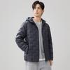 Men's Hooded Quilted Lightweight Puffer Jacket Solid Color Casual Winter Coat