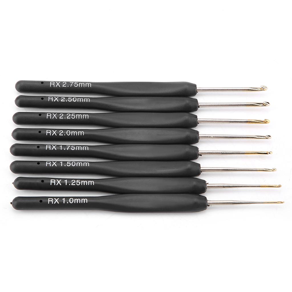 Black Soft Handle Crochet Hooks Aluminum Hook Set Knitting Weave DIY Craft Needles Small Size