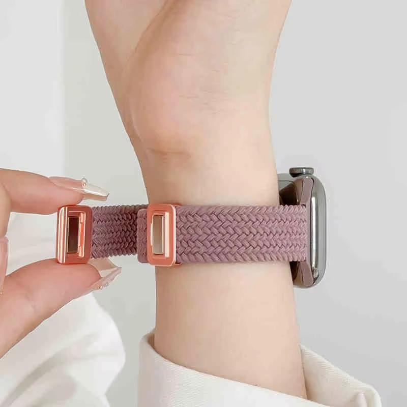 Slim Strap Apple Watch ultra 2 Band 44mm 40mm 45mm 49mm 46mm magnetic Braided solo loop Bracelet iWatch series se 7 3 5 6 8 9 10