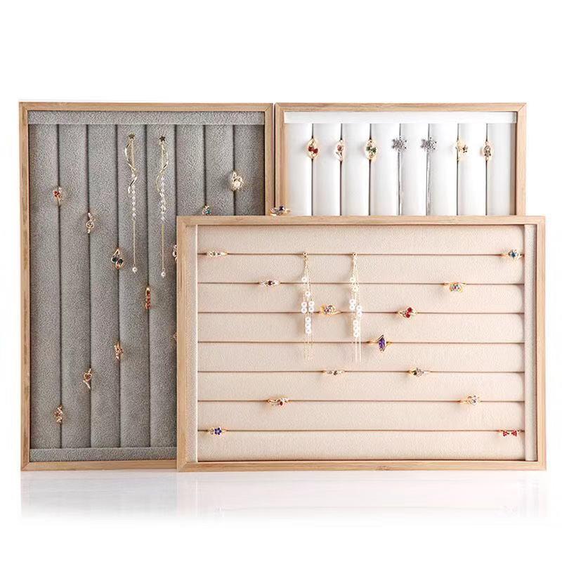 Bamboo Wood Jewelry Display Tray for Rings and Earrings