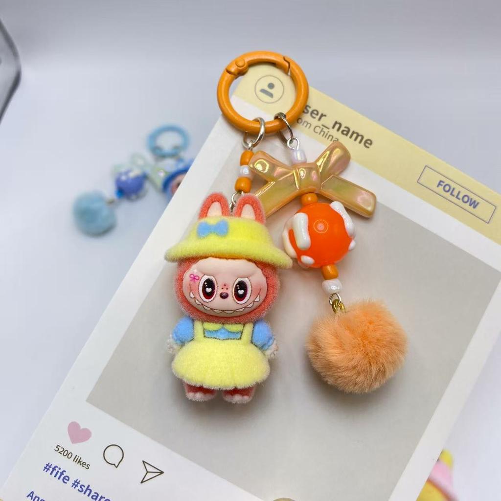 1 Plush Labubu Pastoral Keychain Pendant DIY Handmade Accessory