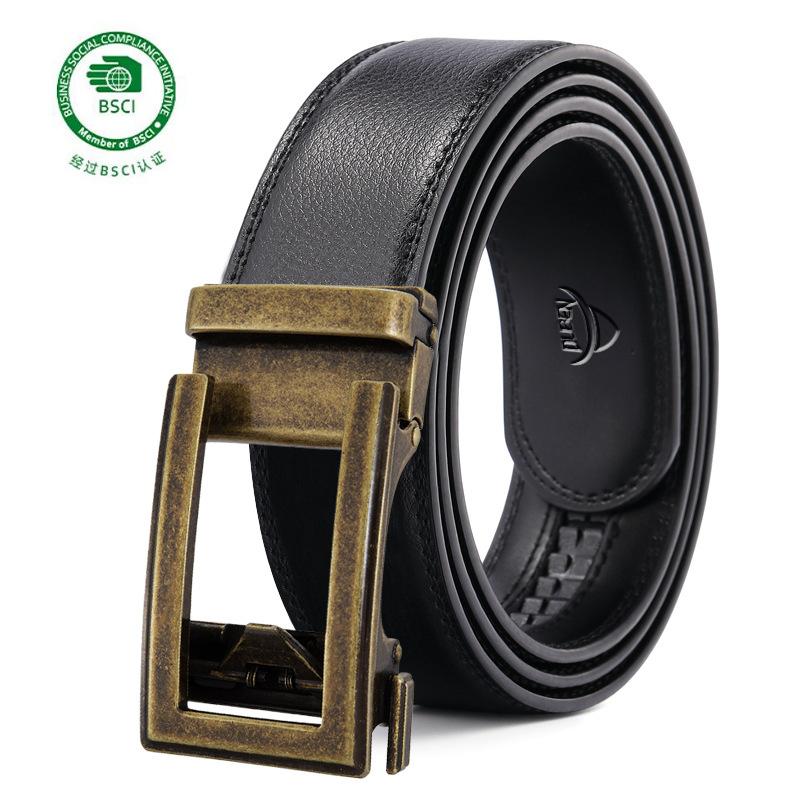 

Ремень с автоматической пряжкой высшего качества, мужской ремень из натуральной кожи, деловой подарочный ремень с принтом Support customized logo бронзовый