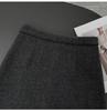 Plus Size Gray Wool Pleated Lace Skirt with Ruffle Hem - High Waist Bodycon for Autumn/Winter