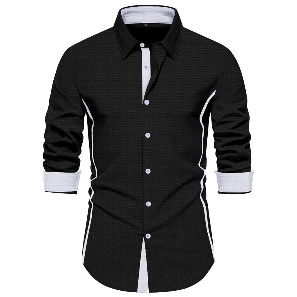 Cămașă Casual Business cu Imprimeuri Retro cu Mânecă Lungă pentru Bărbați Cămașă cu Guler Revers cu Nasturi pentru Bărbați