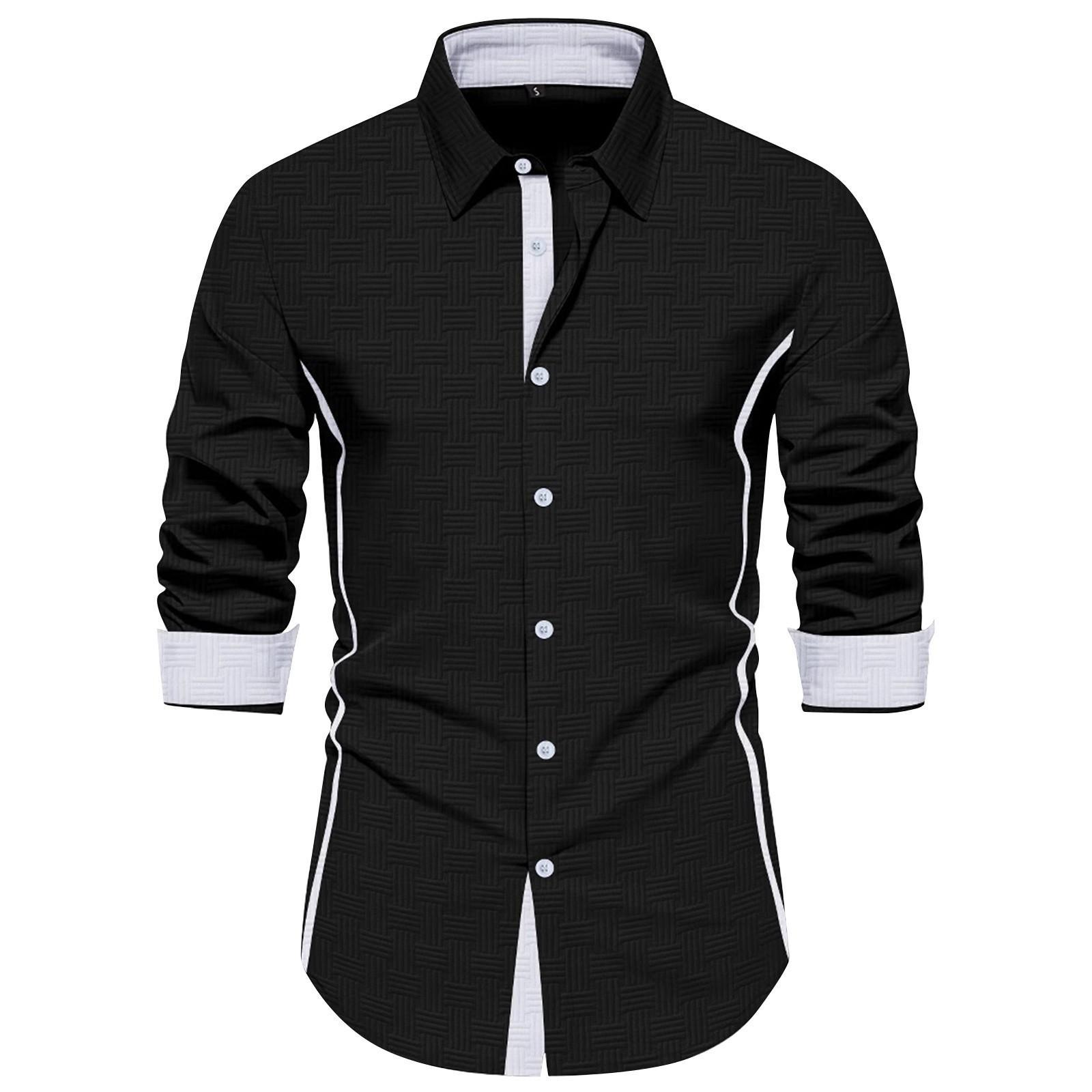 

Мужская повседневная деловая рубашка с длинным рукавом и ретро-принтами, мужская рубашка с воротником-лацкан на пуговицах XXL чёрный