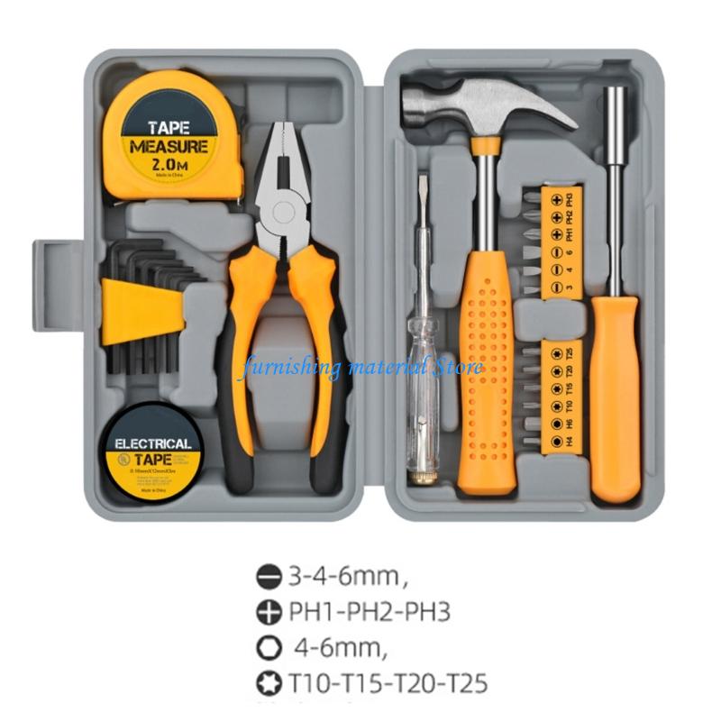 Y5GD Umfassendes Heimwerkerwerkzeug Kohlenstoffstahl Ergonomischer Griff Tragbarer Koffer