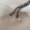 Fashion Black Crystal Necklace for Women Girls Stainless Steel Jewelry Accessories Party Gift