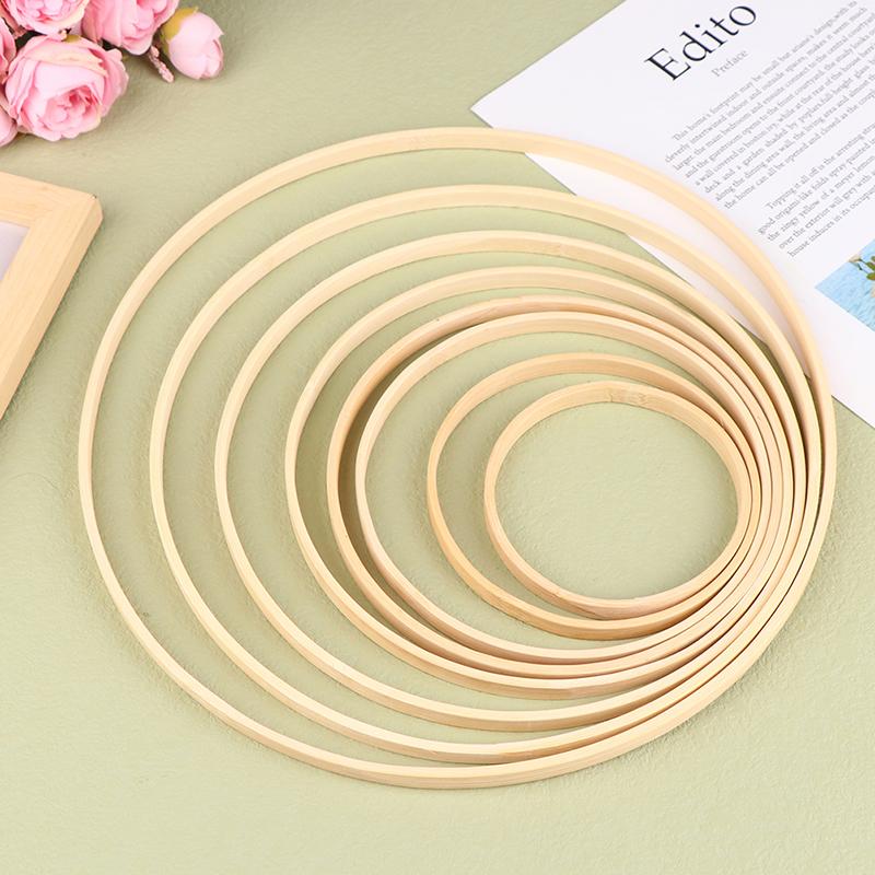 1Pc Bamboo Circle Frame Diy Dream Catcher Ring Embroidery Hoop Flower Wreath
