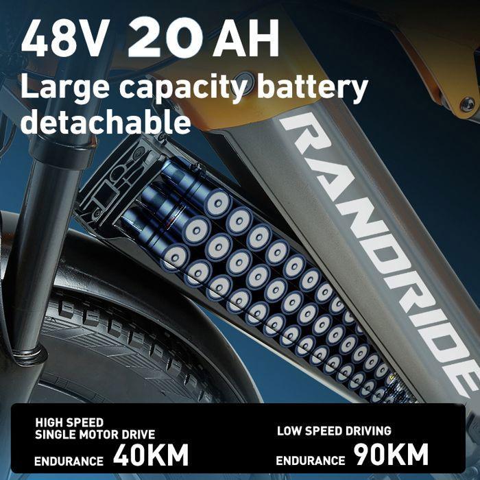 Rower elektryczny - RANDRIDE - YX80M-2 - Podwójny silnik 2000W - Bateria 48V 20Ah - Opony 26x4,0